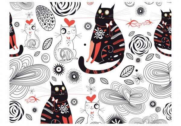 Fototapetas su katinais (juoda, balta, raudona)